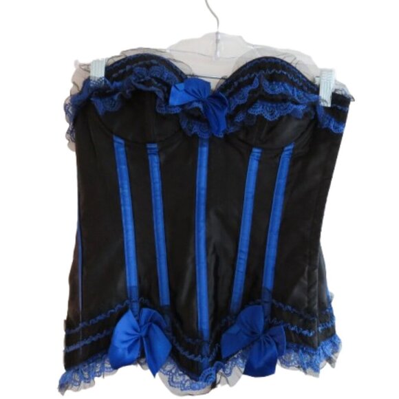 WHIMSIGOTH Goth Dark Fairy Goth Pirate Steampunk Lace Satin Boned Corset Size M - Picture 1 of 13